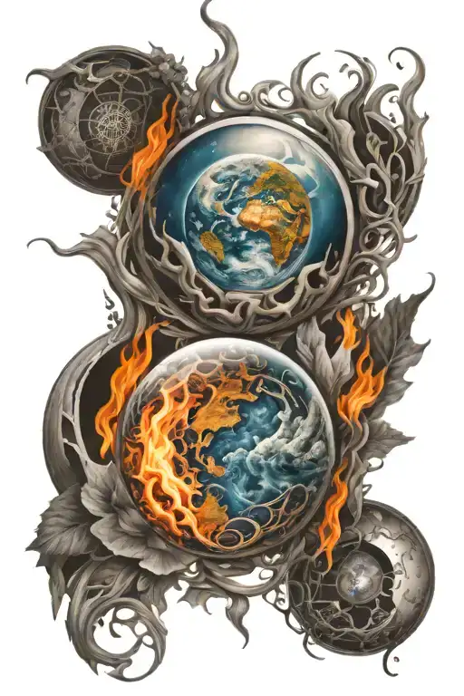Fire Earth And Air Elements Intertwined