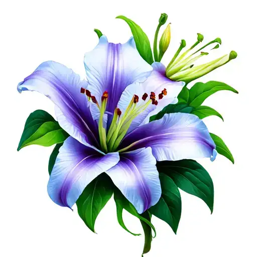 Lilly Flowers With Soft Smooth Shading And Green Leaves