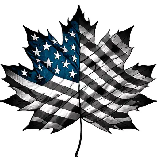American Flag With Maple Leaves As Stars