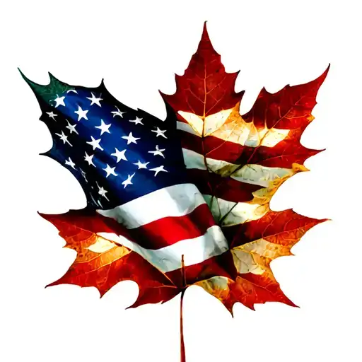 American Flag With Maple Leaves As Stars