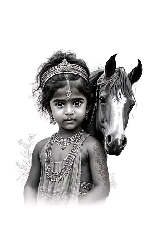India Child With Horse