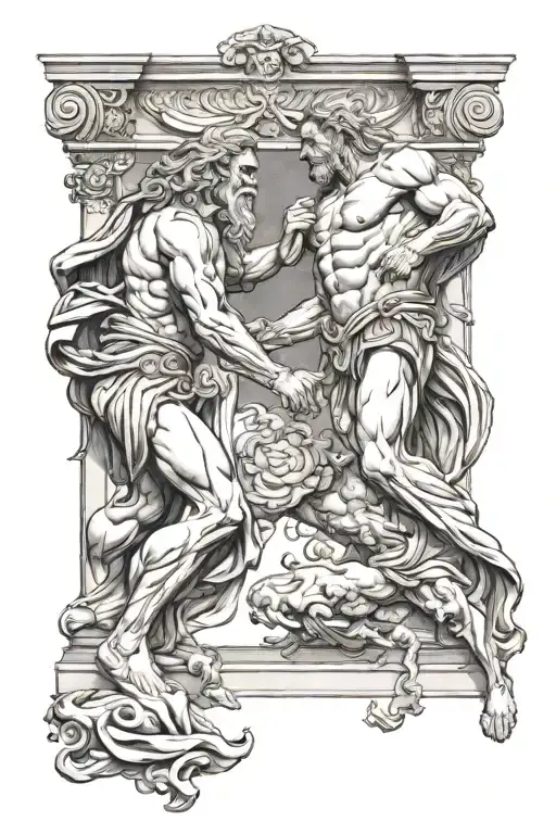 Zeus Posiden Hades Fighting Each Other