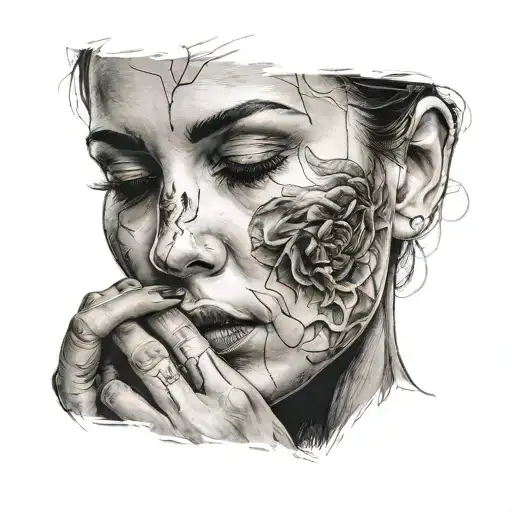 Woman With Hand On Face