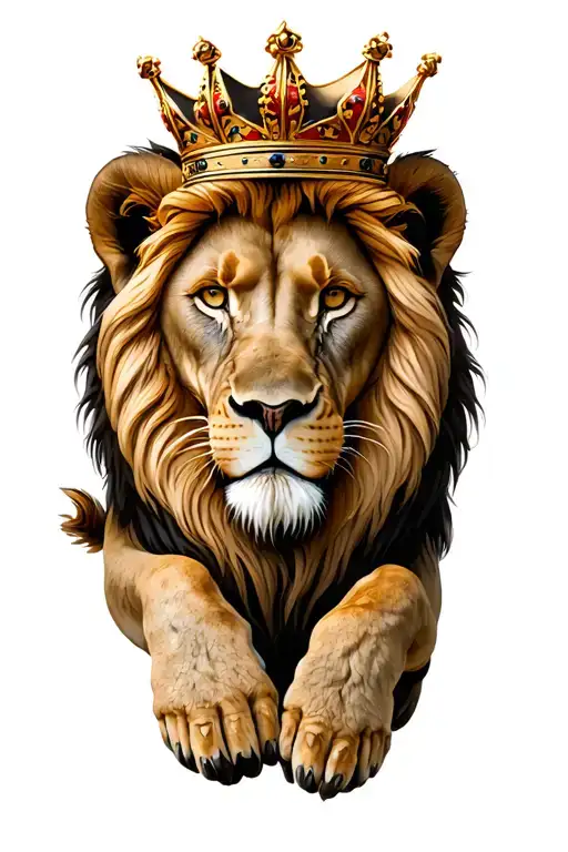 Lion Wearing Crown With Hole In Paws