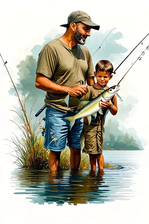 Dad And Son Fishing