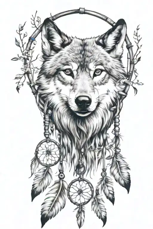 Dreamcatcher With A Wolf Head