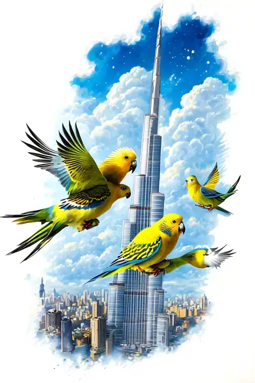 Burj Kalifa El Chapo With Budgies And Clouds