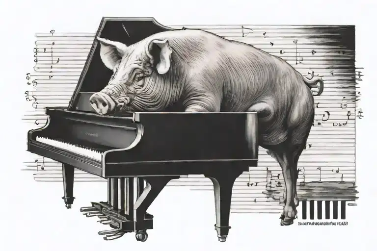 Pig Playing Piano Keys