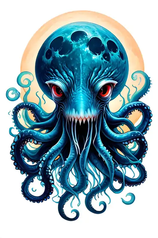 Kraken With Moon Jelly Fish