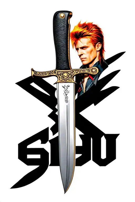 The Word Sisu With A Bowie Knife Intertwined
