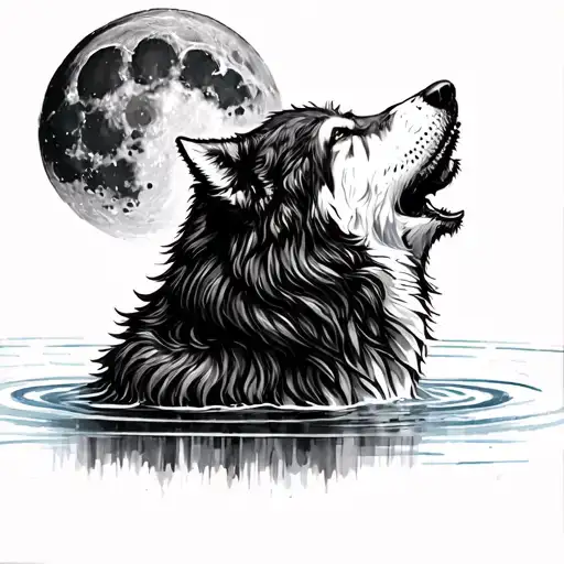 Wolf Howling At The Moon Water Fountain Pen Inks Representing