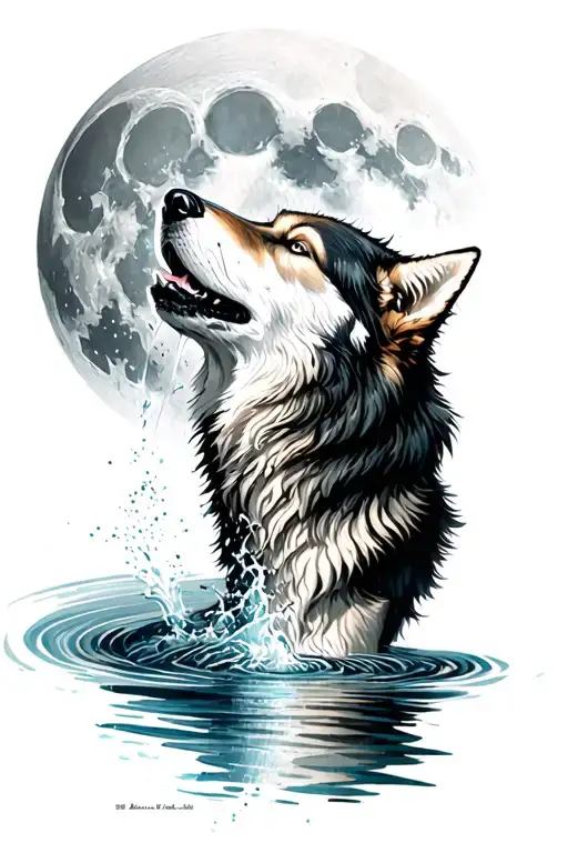 Wolf Howling At The Moon Water Fountain Pen Inks Representing
