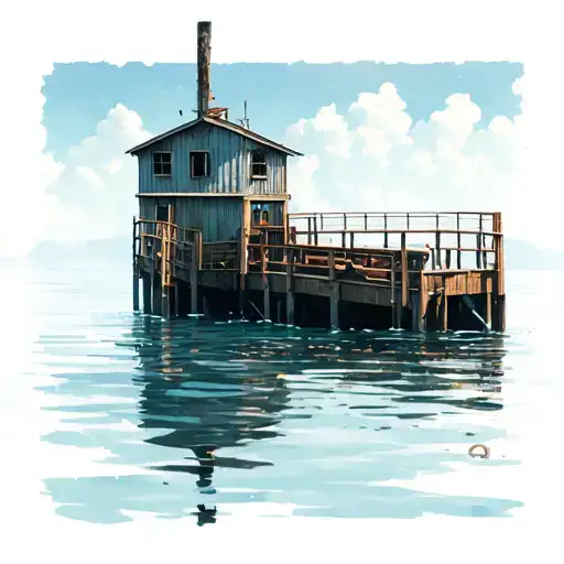 Half Built Dock In Water On Angle