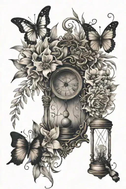 Dream Catcher Hourglass With Gladiolus Honeysuckle And Carnation Plus Butterflies