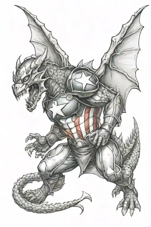 Armor Sleeve Dragon Holding Captain America Shield In Mouth