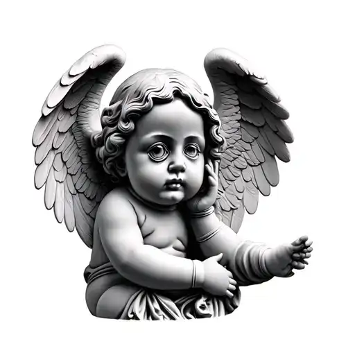 Streetwear Baby Angel Statue Holding Eye