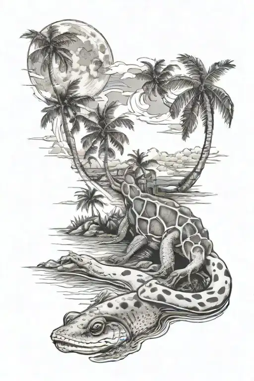 Cayman Island With Moon