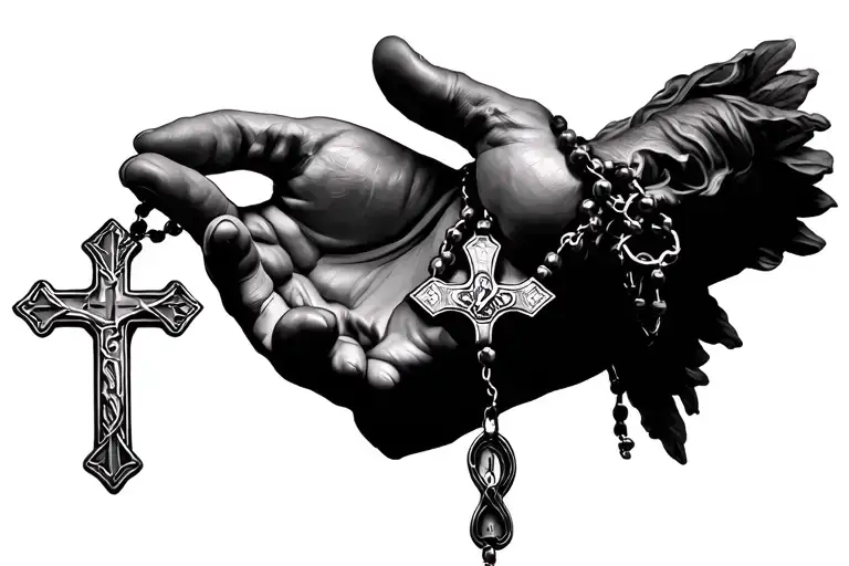 God Holding Rosary Wrapped