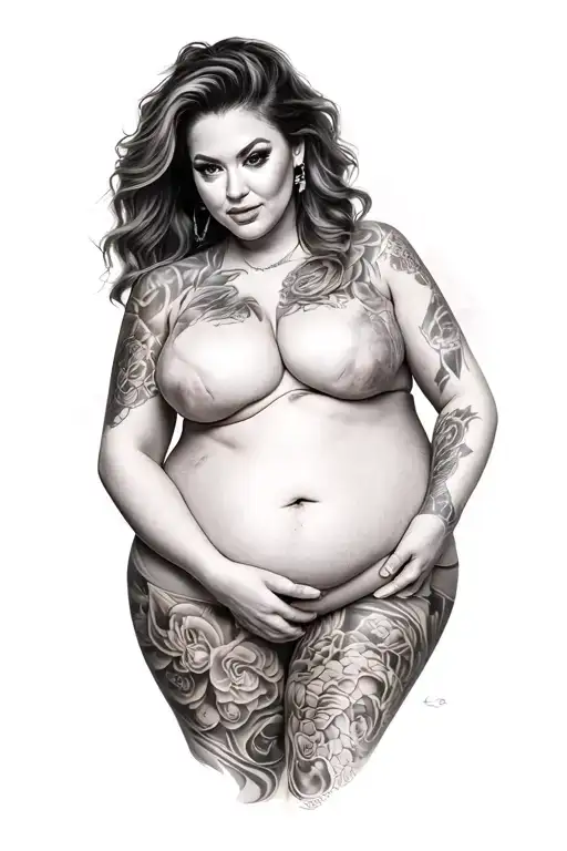 Portrait Of A Fat Caucasian Female Model