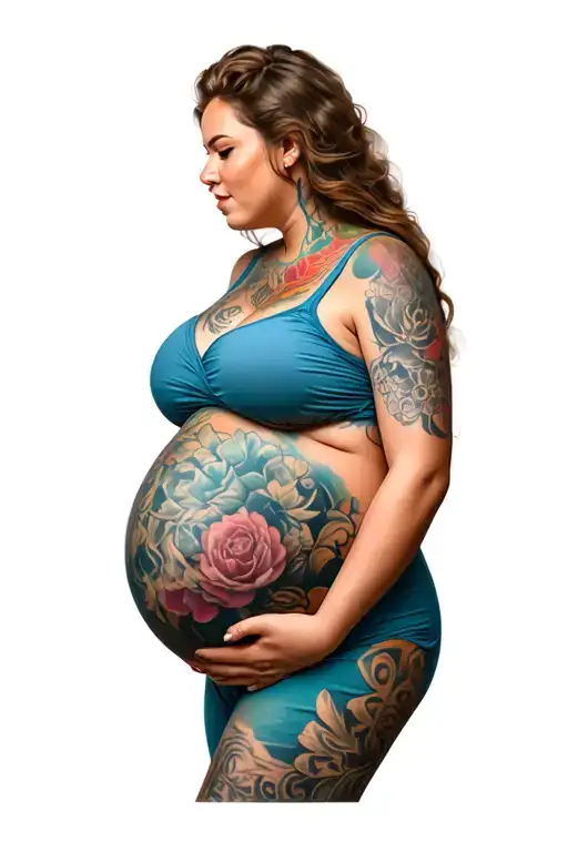 Portrait Of A Obese Pregnant Caucasian Female Model