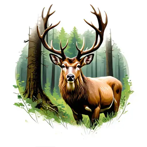 Stag In The Forest