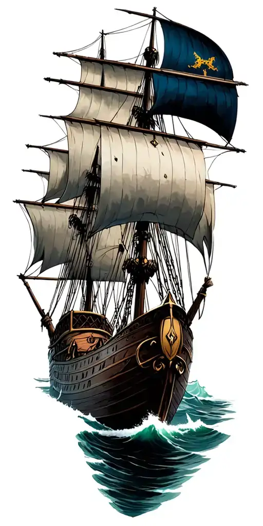 Viking Ship Sailing Ship Battling Odin God