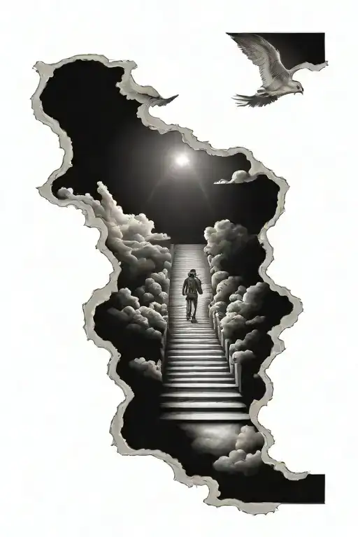 Stairway Leading To Heaven Holding Hands