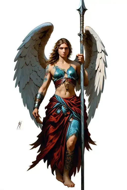 Warrior Angel Holding Spear