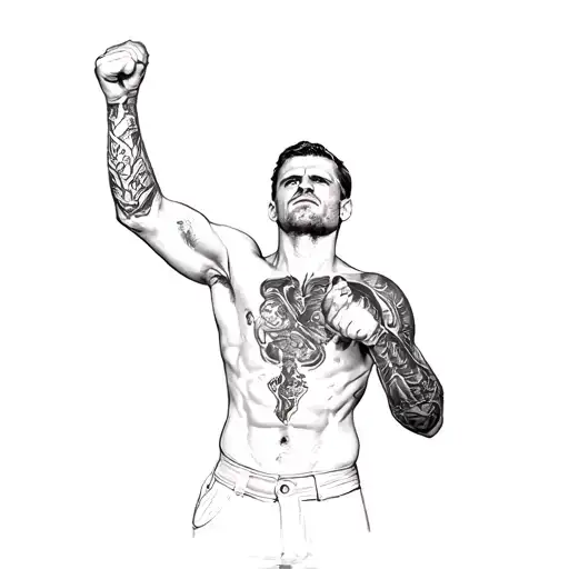 A Man With His Fists Raised In The Air