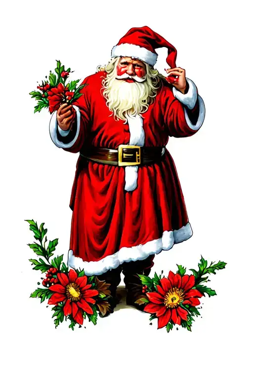Crying Santa With Flowers