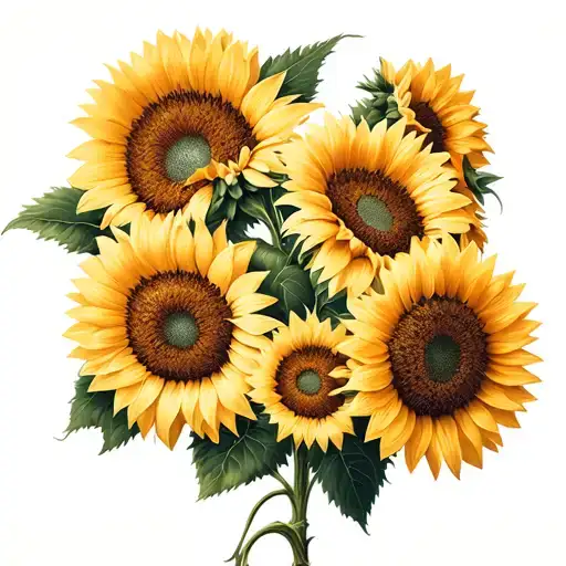 Sunflowers Intertwined Within 4 Feet Print Walking Across Like