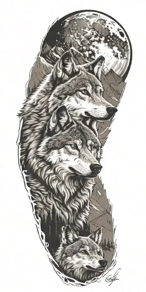Wolf And Mountains