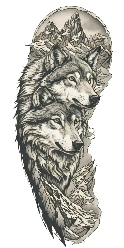 Wolf And Mountains