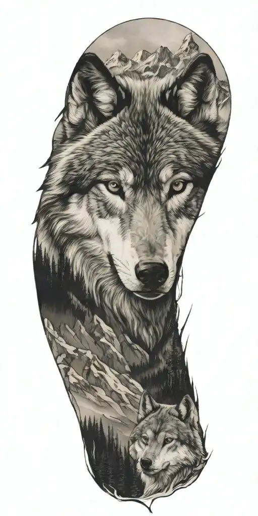 Wolf And Mountains