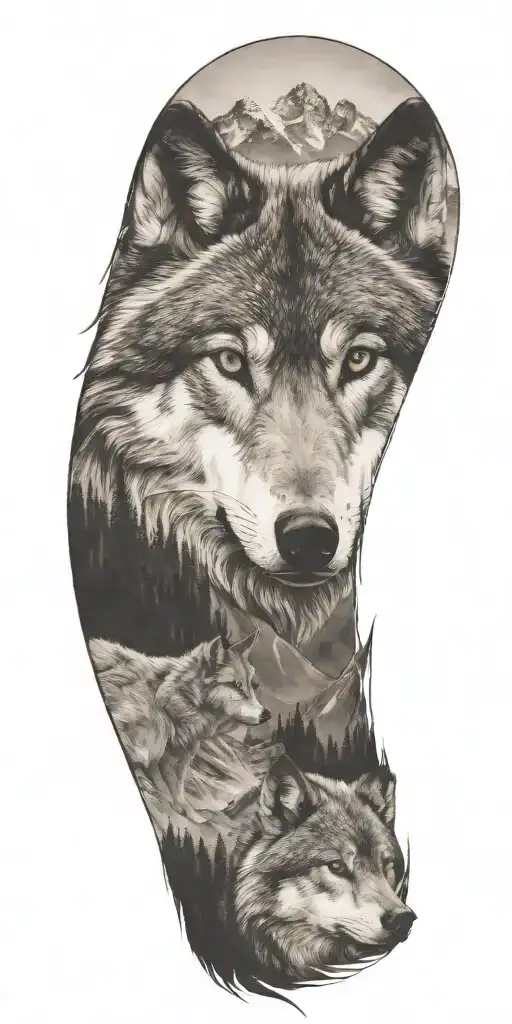 Wolf And Mountains