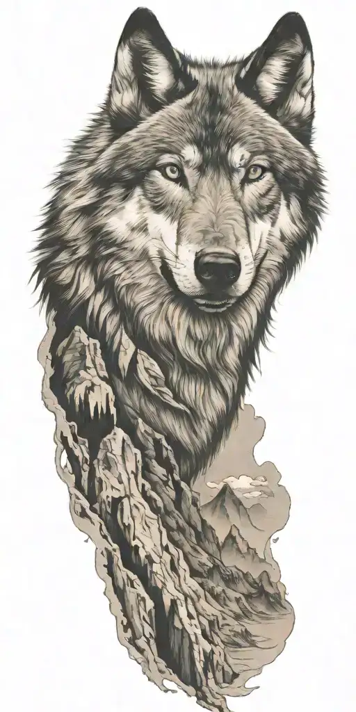 Wolf And Mountains