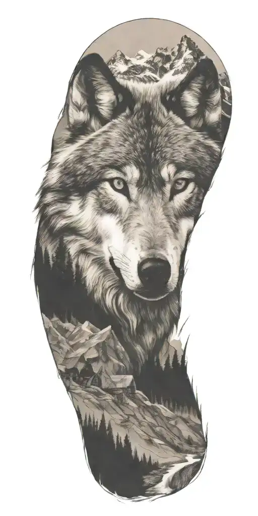 Wolf And Mountains