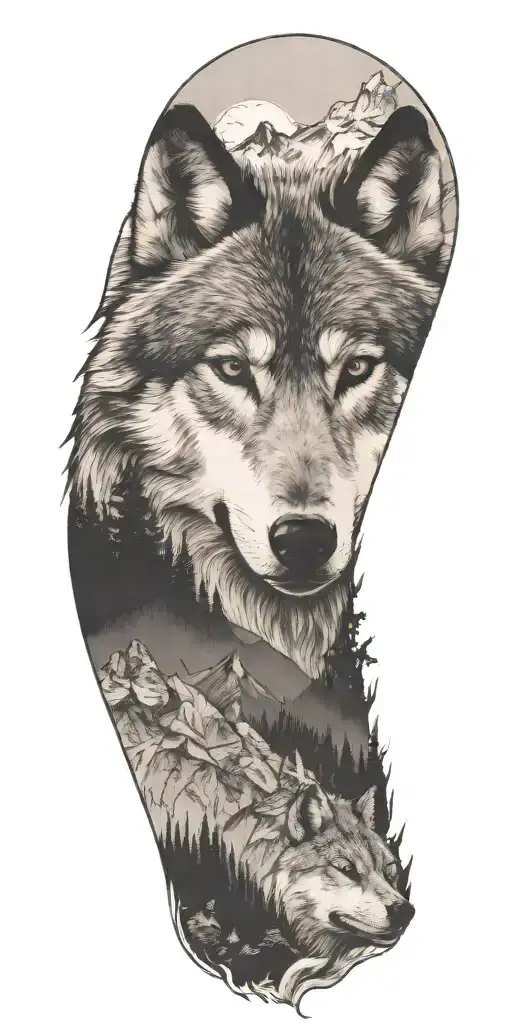 Wolf And Mountains
