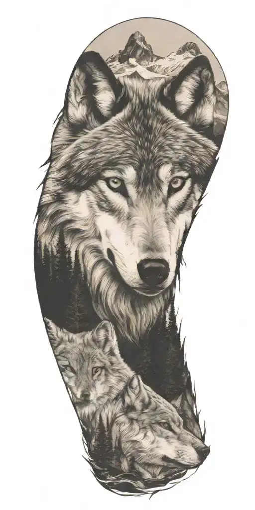 Wolf And Mountains