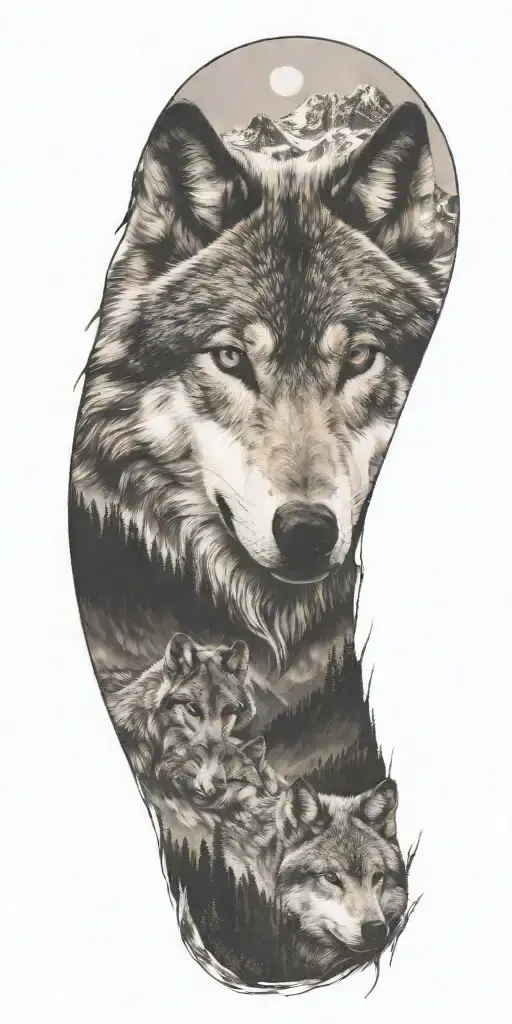 Wolf And Mountains