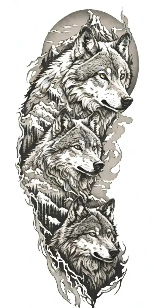 Wolf And Mountains