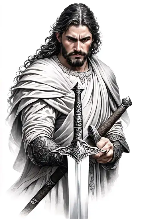 Christian Warrior Wielding A Sword