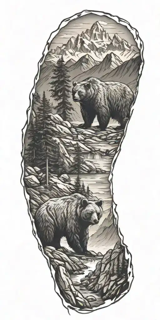 Bear And Mountains