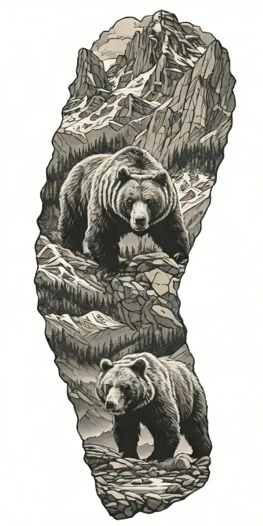 Bear And Mountains