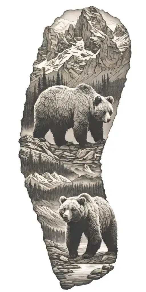Bear And Mountains