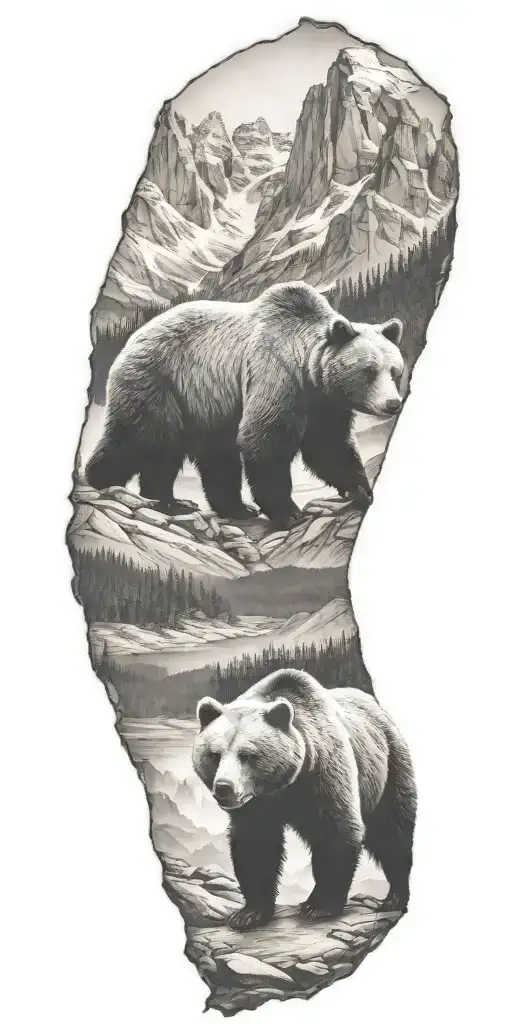 Bear And Mountains