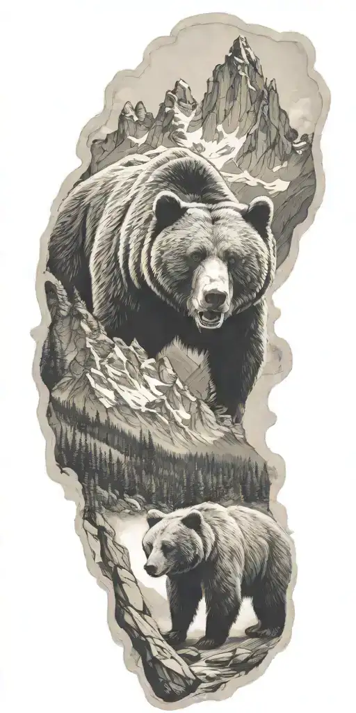 Bear And Mountains