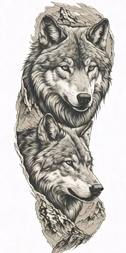 Mountains And Wolf Head