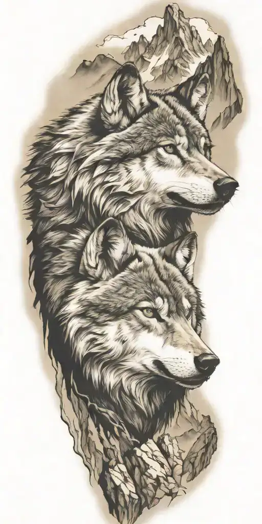 Mountains And Wolf Head