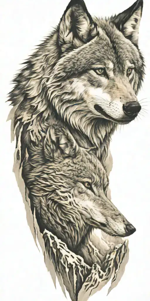 Mountains And Wolf Head